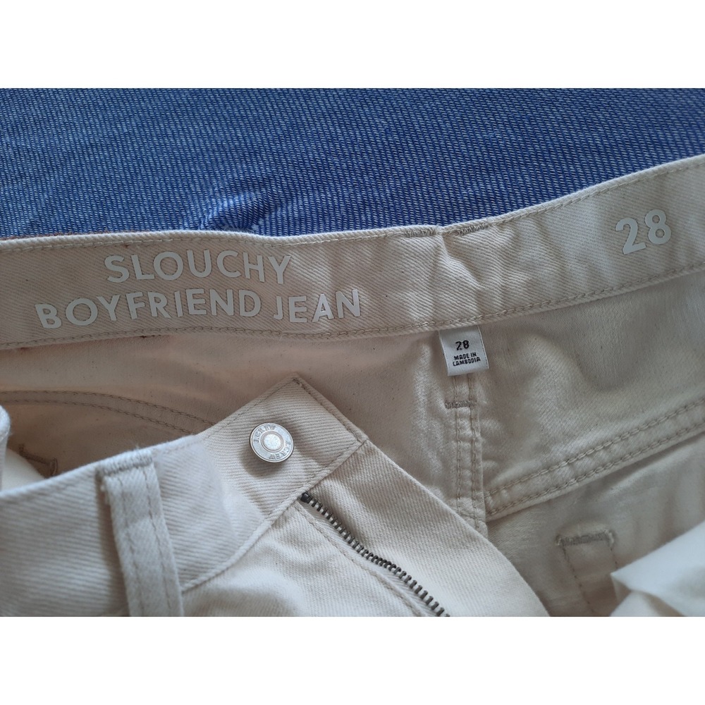 J.Crew Slouchy Boyfriend Jeans Cream Off-White Straight Leg Size 28 Re-Imagined - Picture 2 of 9